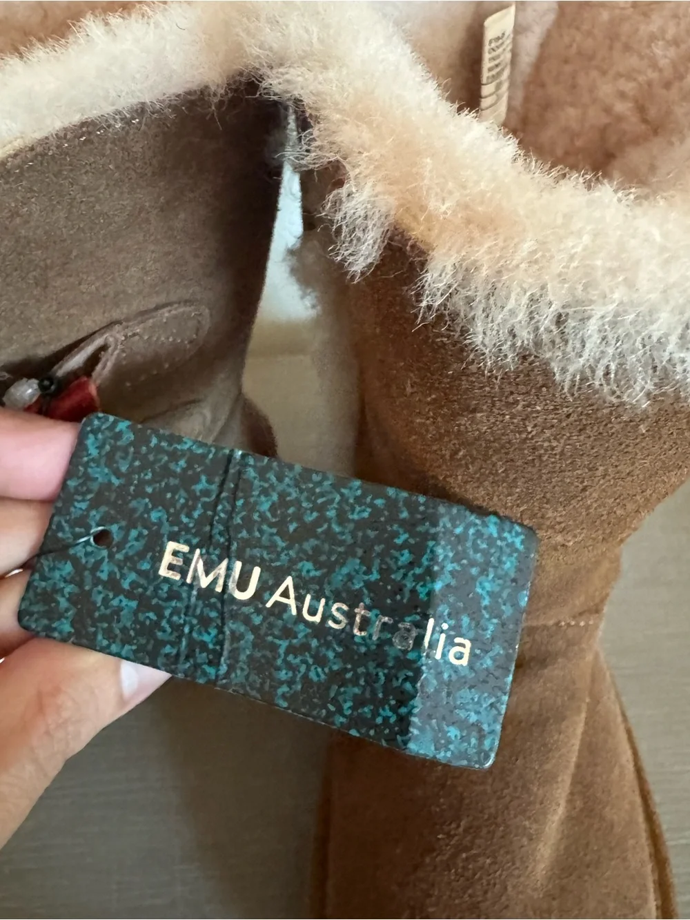 Emu Kids Brown Suede Winter Boots with Pink Ribbon Laces